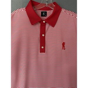U Suck At Golf Men's Short Sleeve Golf Polo Shirt Size XXL Red Striped Stretch